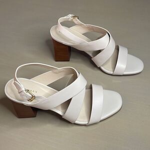 Cole Haan Cynthia Block Heel Sandal Leather W18138 Pumice Stone 11